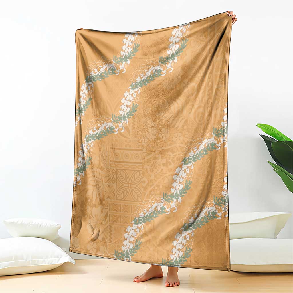 Aloha Pakalana and Puakenikeni Lei Blanket Gold Hawaiian Pattern