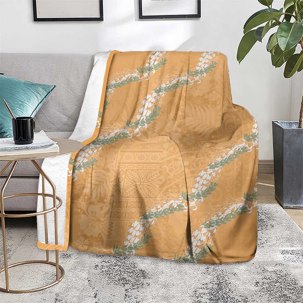 Aloha Pakalana and Puakenikeni Lei Blanket Gold Hawaiian Pattern