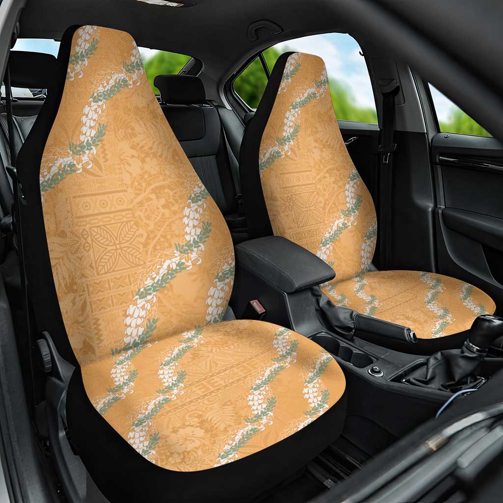 Aloha Pakalana and Puakenikeni Lei Car Seat Cover Gold Hawaiian Pattern