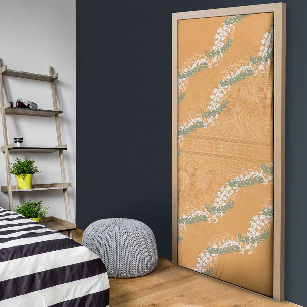 Aloha Pakalana and Puakenikeni Lei Door Cover Gold Hawaiian Pattern - Polynesian Pride