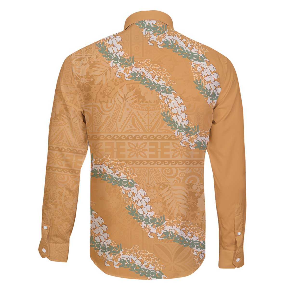 Aloha Pakalana and Puakenikeni Lei Family Matching Off The Shoulder Long Sleeve Dress and Hawaiian Shirt Gold Hawaiian Pattern LT9 - Polynesian Pride
