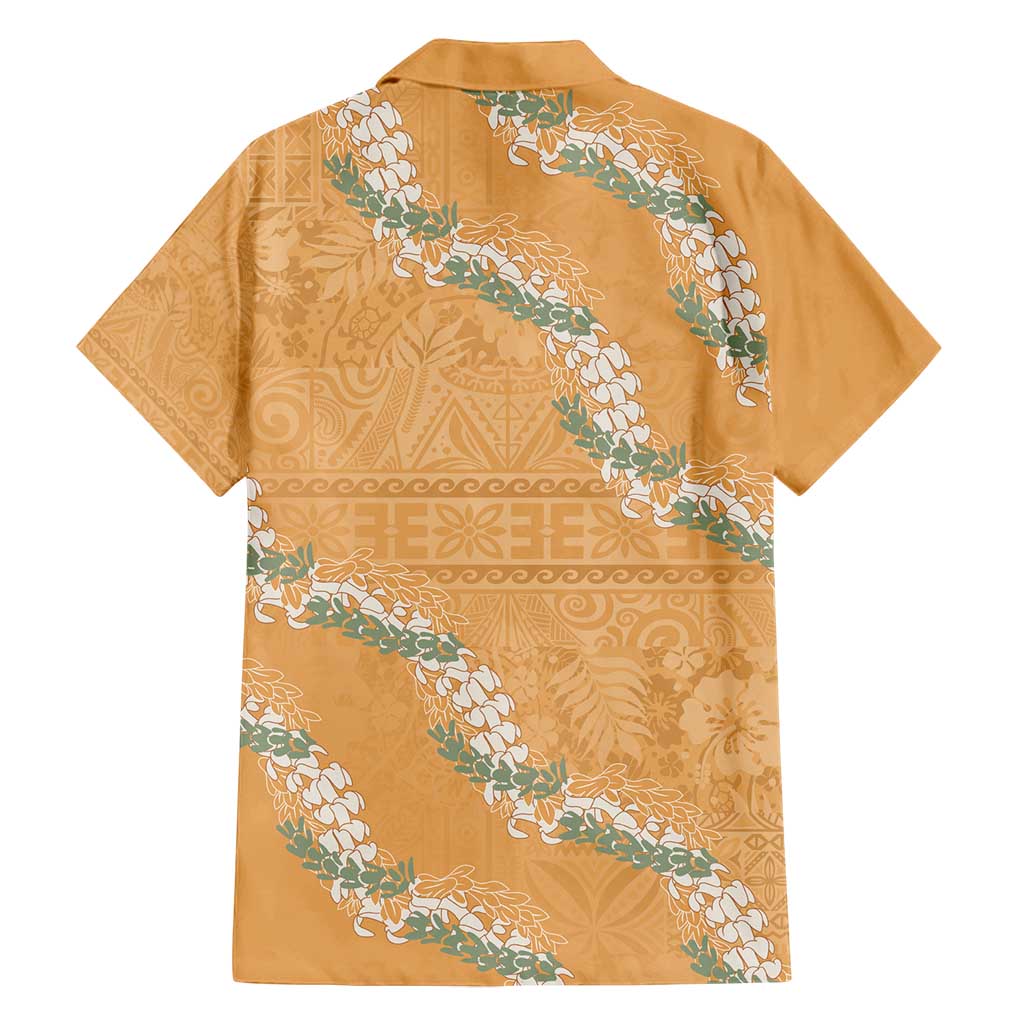 Aloha Pakalana and Puakenikeni Lei Family Matching Off Shoulder Maxi Dress and Hawaiian Shirt Gold Hawaiian Pattern LT9 - Polynesian Pride