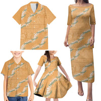 Aloha Pakalana and Puakenikeni Lei Family Matching Puletasi and Hawaiian Shirt Gold Hawaiian Pattern LT9 - Polynesian Pride
