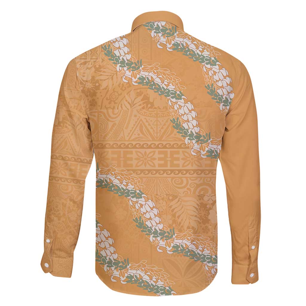 Aloha Pakalana and Puakenikeni Lei Family Matching Puletasi and Hawaiian Shirt Gold Hawaiian Pattern LT9 - Polynesian Pride