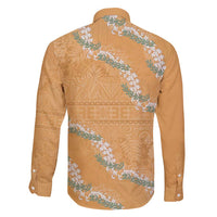 Aloha Pakalana and Puakenikeni Lei Family Matching Short Sleeve Bodycon Dress and Hawaiian Shirt Gold Hawaiian Pattern LT9 - Polynesian Pride