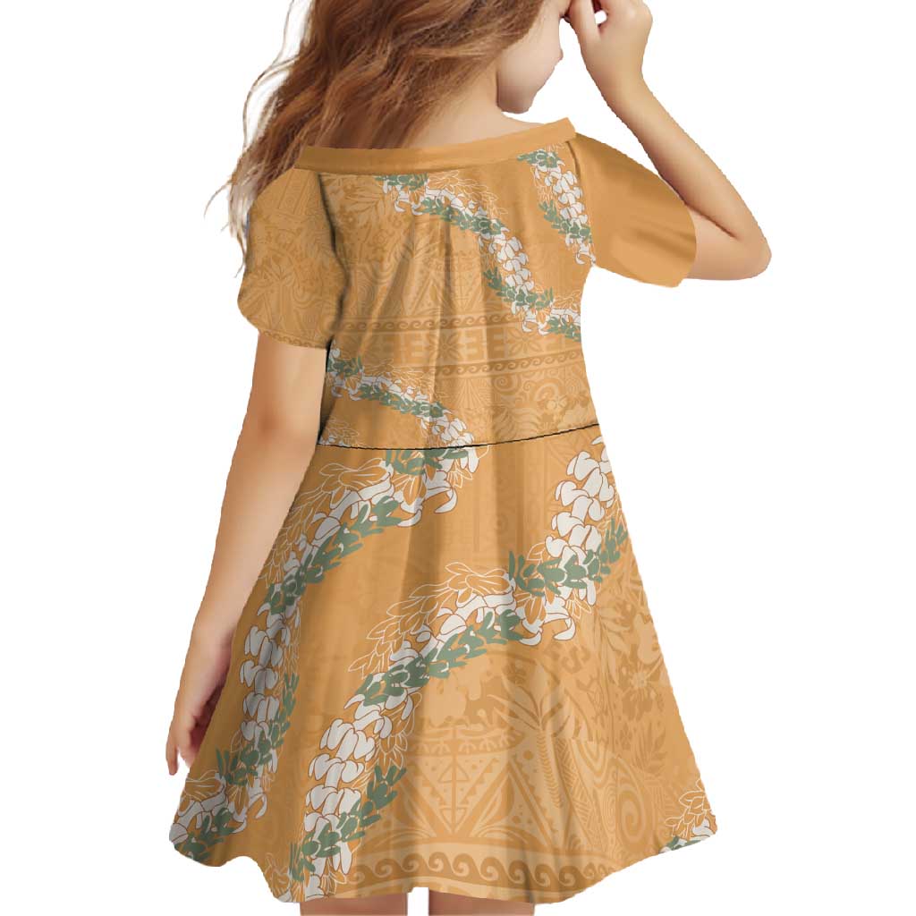 Aloha Pakalana and Puakenikeni Lei Family Matching Summer Maxi Dress and Hawaiian Shirt Gold Hawaiian Pattern LT9 - Polynesian Pride
