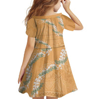 Aloha Pakalana and Puakenikeni Lei Family Matching Summer Maxi Dress and Hawaiian Shirt Gold Hawaiian Pattern LT9 - Polynesian Pride