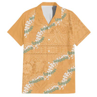 Aloha Pakalana and Puakenikeni Lei Family Matching Summer Maxi Dress and Hawaiian Shirt Gold Hawaiian Pattern LT9 Dad's Shirt - Short Sleeve Gold - Polynesian Pride