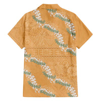 Aloha Pakalana and Puakenikeni Lei Family Matching Summer Maxi Dress and Hawaiian Shirt Gold Hawaiian Pattern LT9 - Polynesian Pride