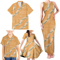 Aloha Pakalana and Puakenikeni Lei Family Matching Tank Maxi Dress and Hawaiian Shirt Gold Hawaiian Pattern LT9 - Polynesian Pride