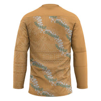 Aloha Pakalana and Puakenikeni Lei Hockey Jersey Gold Hawaiian Pattern - Polynesian Pride