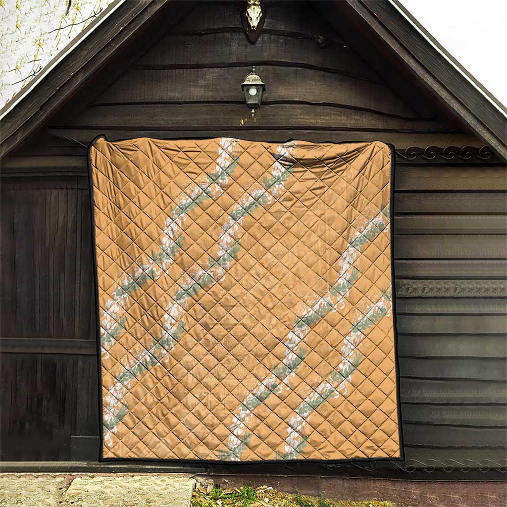 Aloha Pakalana and Puakenikeni Lei Quilt Gold Hawaiian Pattern