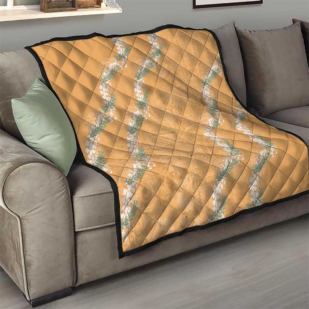 Aloha Pakalana and Puakenikeni Lei Quilt Gold Hawaiian Pattern