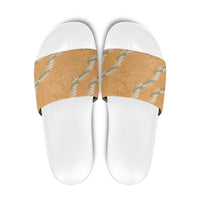 Aloha Pakalana and Puakenikeni Lei Slide Sandals Gold Hawaiian Pattern LT9 Gold - Polynesian Pride