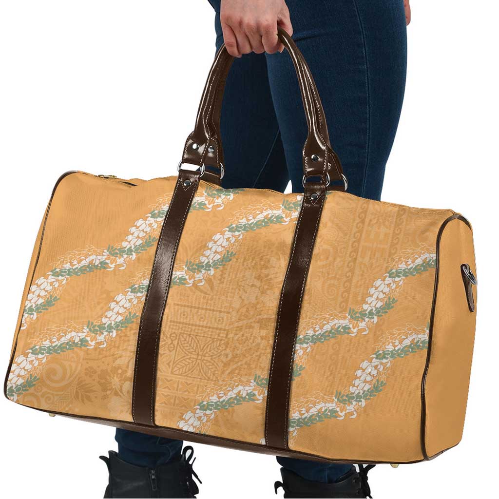 Aloha Pakalana and Puakenikeni Lei Travel Bag Gold Hawaiian Pattern - Polynesian Pride