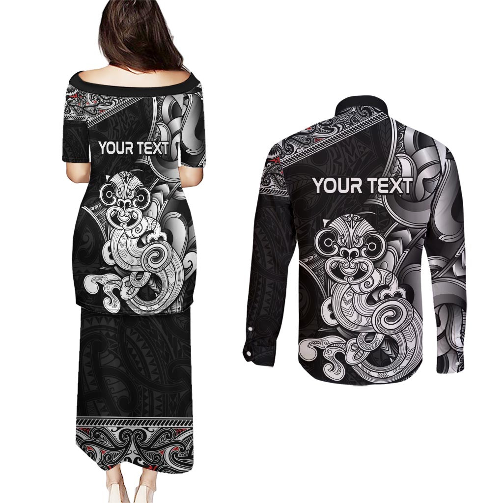 Personalised New Zealand Potae Pango Cricket Couples Matching Puletasi and Long Sleeve Button Shirt Special Maori Hei Tiki Tribal Tattoo LT9 - Polynesian Pride