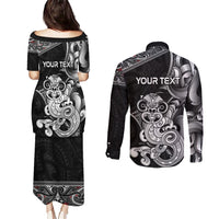 Personalised New Zealand Potae Pango Cricket Couples Matching Puletasi and Long Sleeve Button Shirt Special Maori Hei Tiki Tribal Tattoo LT9 - Polynesian Pride