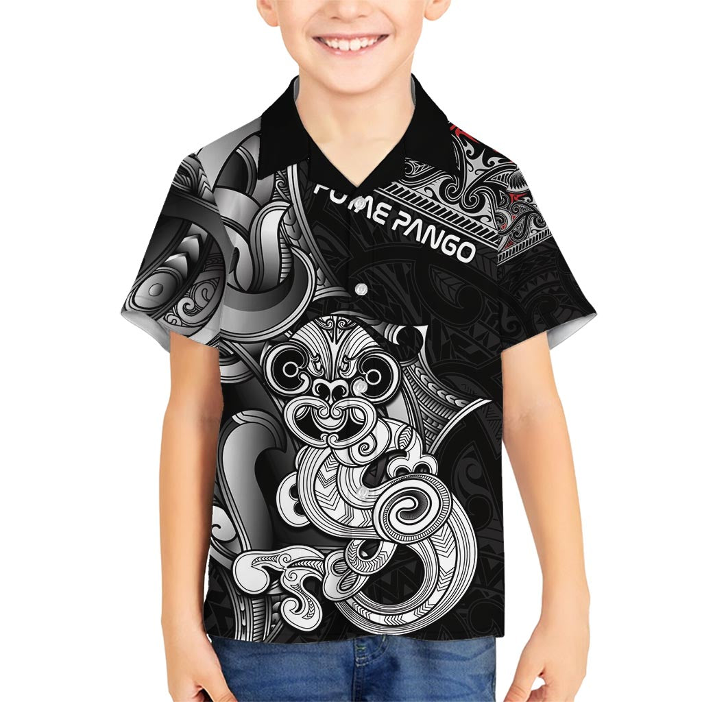 Personalised New Zealand Potae Pango Cricket Family Matching Long Sleeve Bodycon Dress and Hawaiian Shirt Special Maori Hei Tiki Tribal Tattoo LT9 Son's Shirt Black - Polynesian Pride