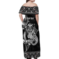 Personalised New Zealand Potae Pango Cricket Family Matching Off Shoulder Maxi Dress and Hawaiian Shirt Special Maori Hei Tiki Tribal Tattoo LT9 - Polynesian Pride