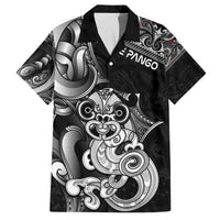 Personalised New Zealand Potae Pango Cricket Family Matching Puletasi and Hawaiian Shirt Special Maori Hei Tiki Tribal Tattoo LT9 Dad's Shirt - Short Sleeve Black - Polynesian Pride