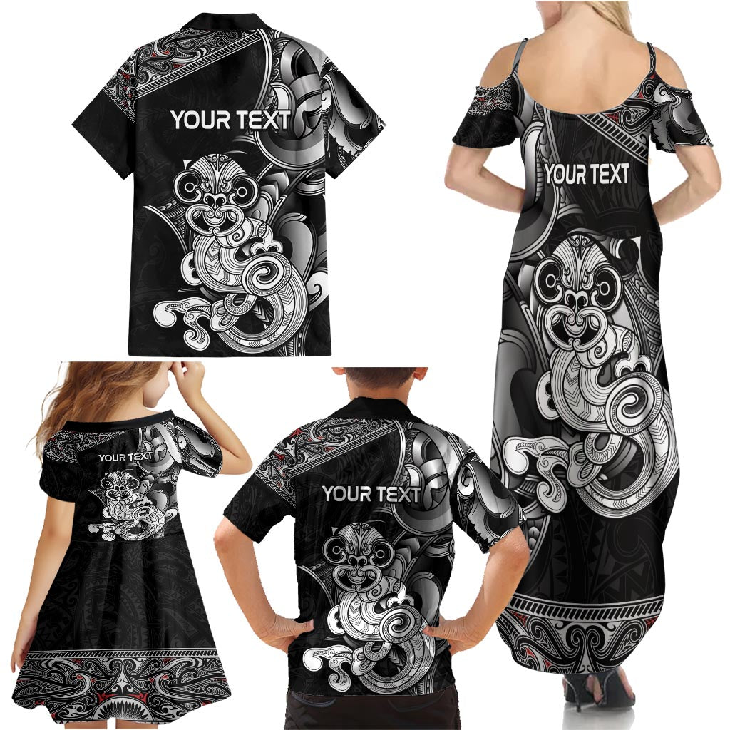 Personalised New Zealand Potae Pango Cricket Family Matching Summer Maxi Dress and Hawaiian Shirt Special Maori Hei Tiki Tribal Tattoo LT9 - Polynesian Pride
