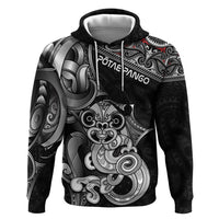 Personalised New Zealand Potae Pango Cricket Hoodie Special Maori Hei Tiki Tribal Tattoo LT9 Pullover Hoodie Black - Polynesian Pride
