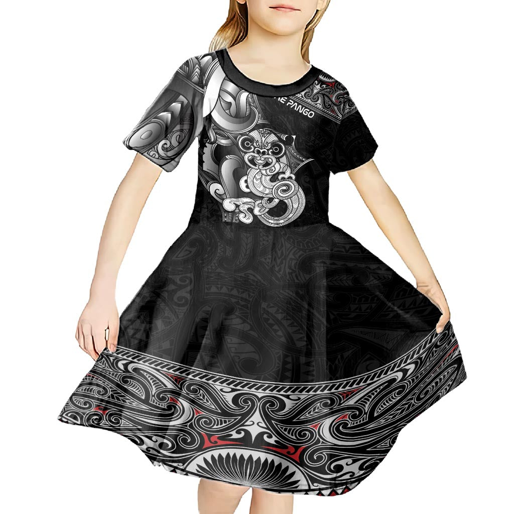 Personalised New Zealand Potae Pango Cricket Kid Short Sleeve Dress Special Maori Hei Tiki Tribal Tattoo LT9 - Polynesian Pride