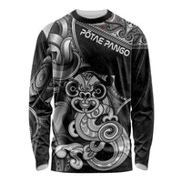 Personalised New Zealand Potae Pango Cricket Long Sleeve Shirt Special Maori Hei Tiki Tribal Tattoo LT9 Unisex Black - Polynesian Pride