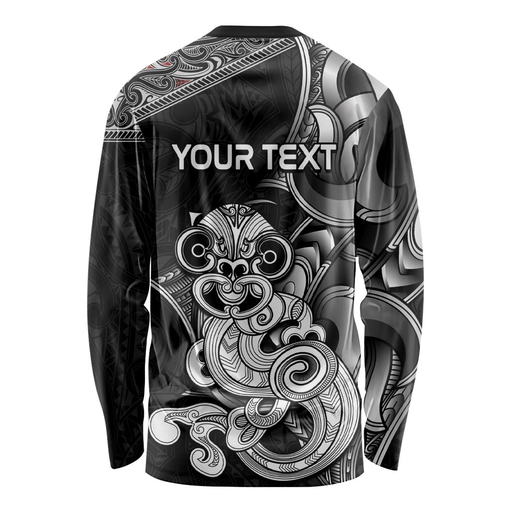 Personalised New Zealand Potae Pango Cricket Long Sleeve Shirt Special Maori Hei Tiki Tribal Tattoo LT9 - Polynesian Pride