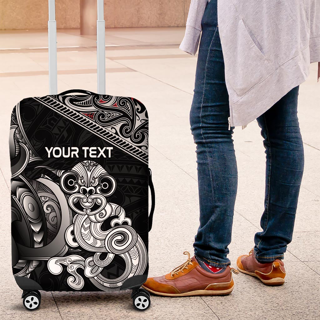 Personalised New Zealand Potae Pango Cricket Luggage Cover Special Maori Hei Tiki Tribal Tattoo LT9 Black - Polynesian Pride