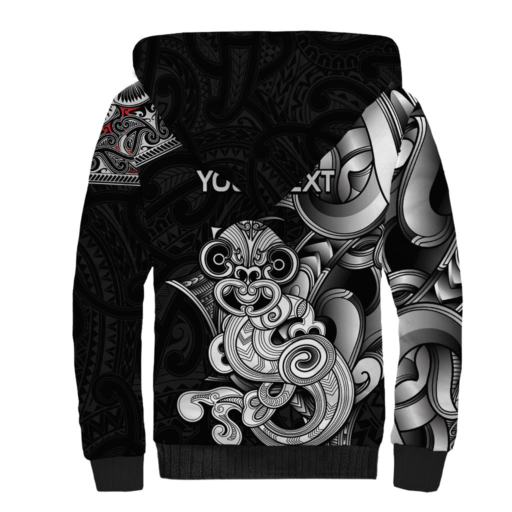 Personalised New Zealand Potae Pango Cricket Sherpa Hoodie Special Maori Hei Tiki Tribal Tattoo LT9 - Polynesian Pride