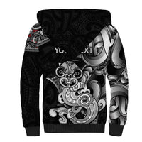 Personalised New Zealand Potae Pango Cricket Sherpa Hoodie Special Maori Hei Tiki Tribal Tattoo LT9 - Polynesian Pride
