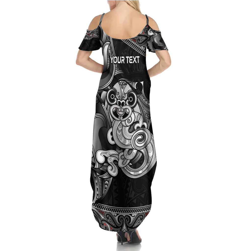 Personalised New Zealand Potae Pango Cricket Summer Maxi Dress Special Maori Hei Tiki Tribal Tattoo LT9 - Polynesian Pride