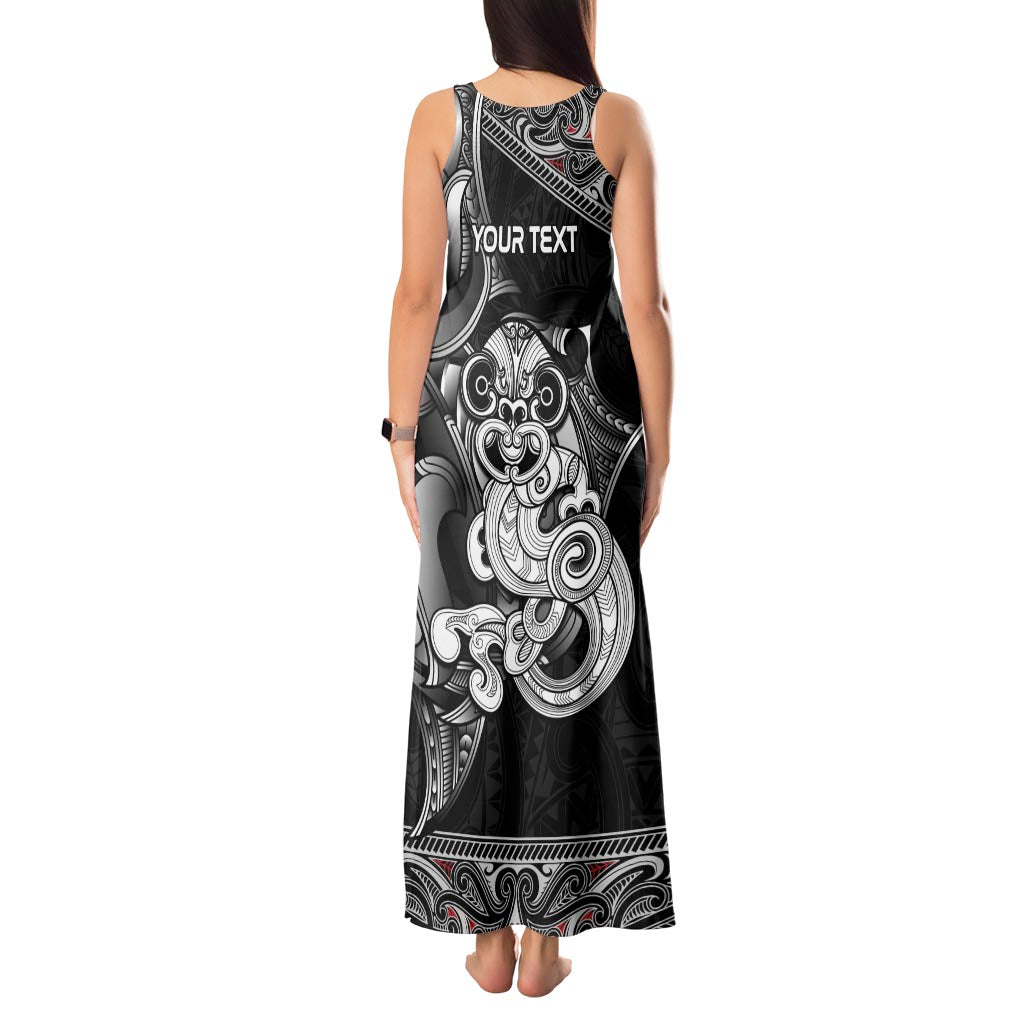 Personalised New Zealand Potae Pango Cricket Tank Maxi Dress Special Maori Hei Tiki Tribal Tattoo LT9 - Polynesian Pride