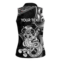 Personalised New Zealand Potae Pango Cricket Women Sleeveless Polo Shirt Special Maori Hei Tiki Tribal Tattoo