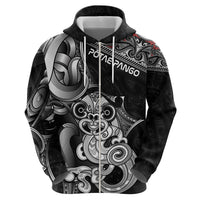 Personalised New Zealand Potae Pango Cricket Zip Hoodie Special Maori Hei Tiki Tribal Tattoo LT9 - Polynesian Pride
