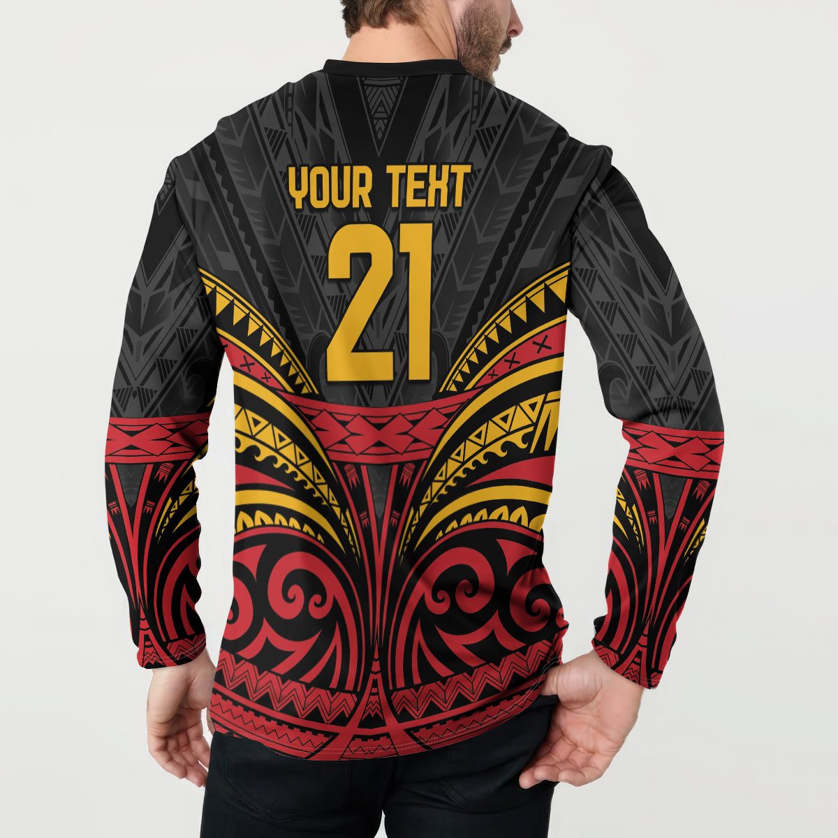 Custom Papua New Guinea Cricket Button Sweatshirt PNG Emblem Mix Polyneisan Pattern