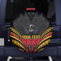 Custom Papua New Guinea Cricket Spare Tire Cover PNG Emblem Mix Polyneisan Pattern
