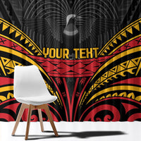 Custom Papua New Guinea Cricket Window Curtain PNG Emblem Mix Polyneisan Pattern
