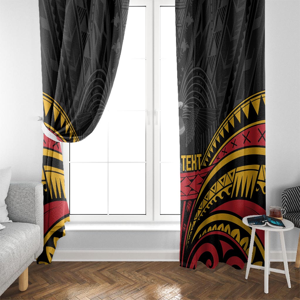 Custom Papua New Guinea Cricket Window Curtain PNG Emblem Mix Polyneisan Pattern