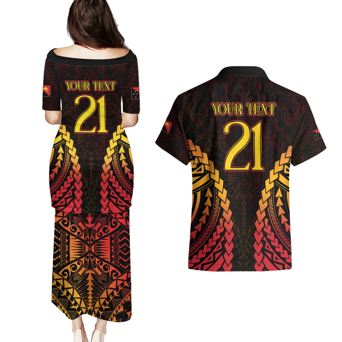Custom Papua New Guinea Cricket Couples Matching Puletasi and Hawaiian Shirt Go Barramundis