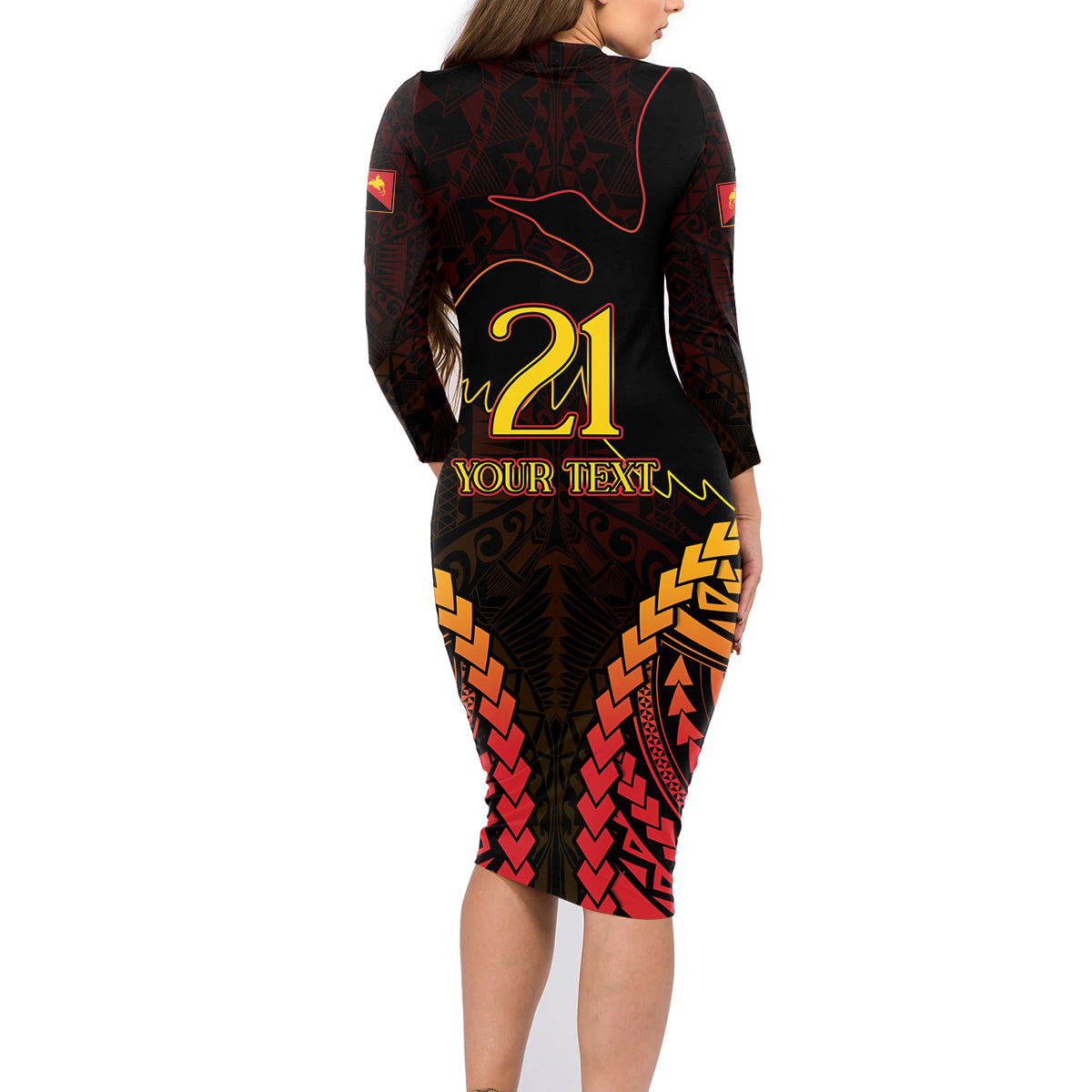 Custom Papua New Guinea Cricket Family Matching Long Sleeve Bodycon Dress and Hawaiian Shirt Go Barramundis LT9 - Polynesian Pride