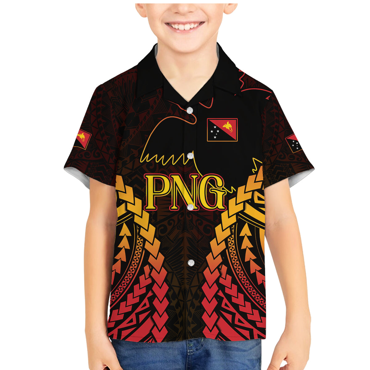 Custom Papua New Guinea Cricket Family Matching Mermaid Dress and Hawaiian Shirt Go Barramundis LT9 Son's Shirt Black - Polynesian Pride