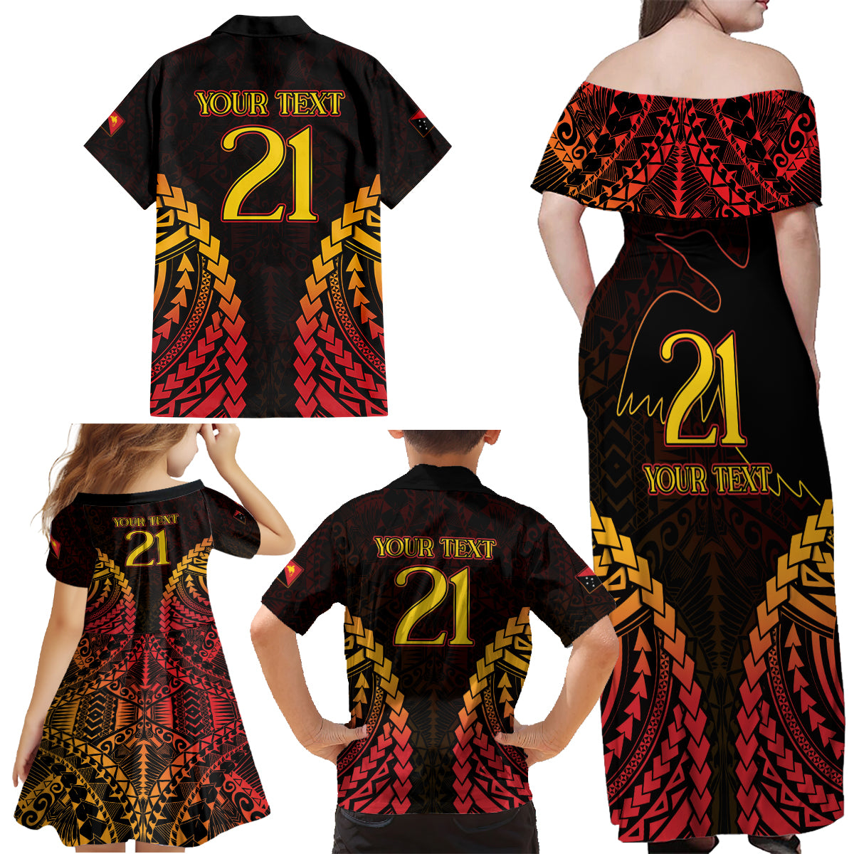 Custom Papua New Guinea Cricket Family Matching Off Shoulder Maxi Dress and Hawaiian Shirt Go Barramundis LT9 - Polynesian Pride