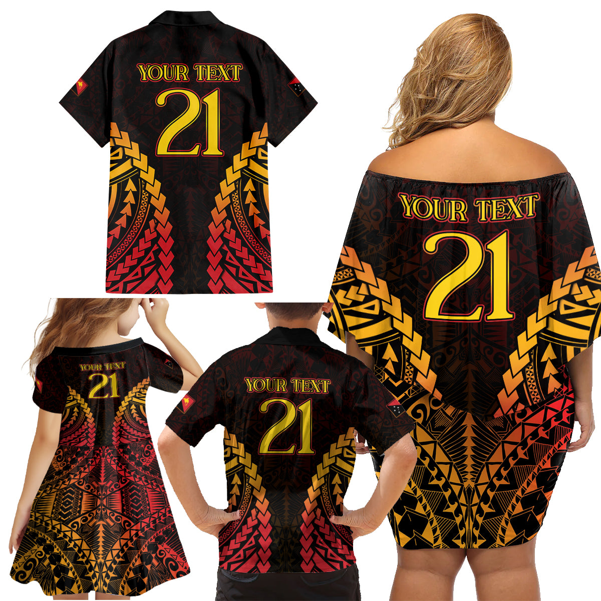Custom Papua New Guinea Cricket Family Matching Off Shoulder Short Dress and Hawaiian Shirt Go Barramundis LT9 - Polynesian Pride