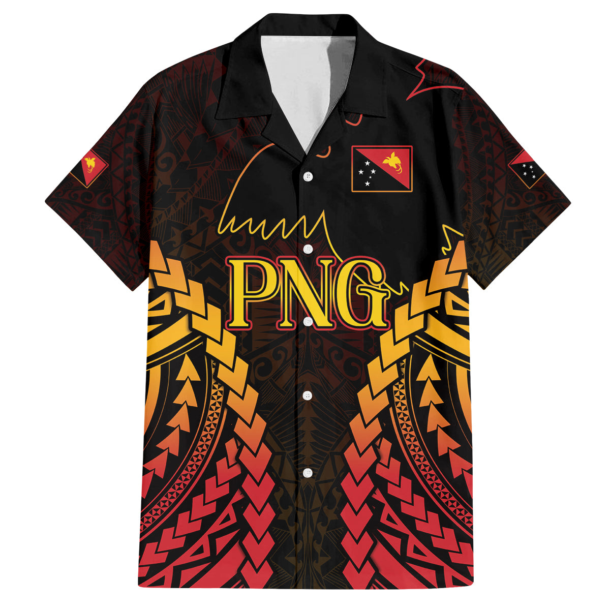 Custom Papua New Guinea Cricket Family Matching Off Shoulder Short Dress and Hawaiian Shirt Go Barramundis LT9 Dad's Shirt - Short Sleeve Black - Polynesian Pride