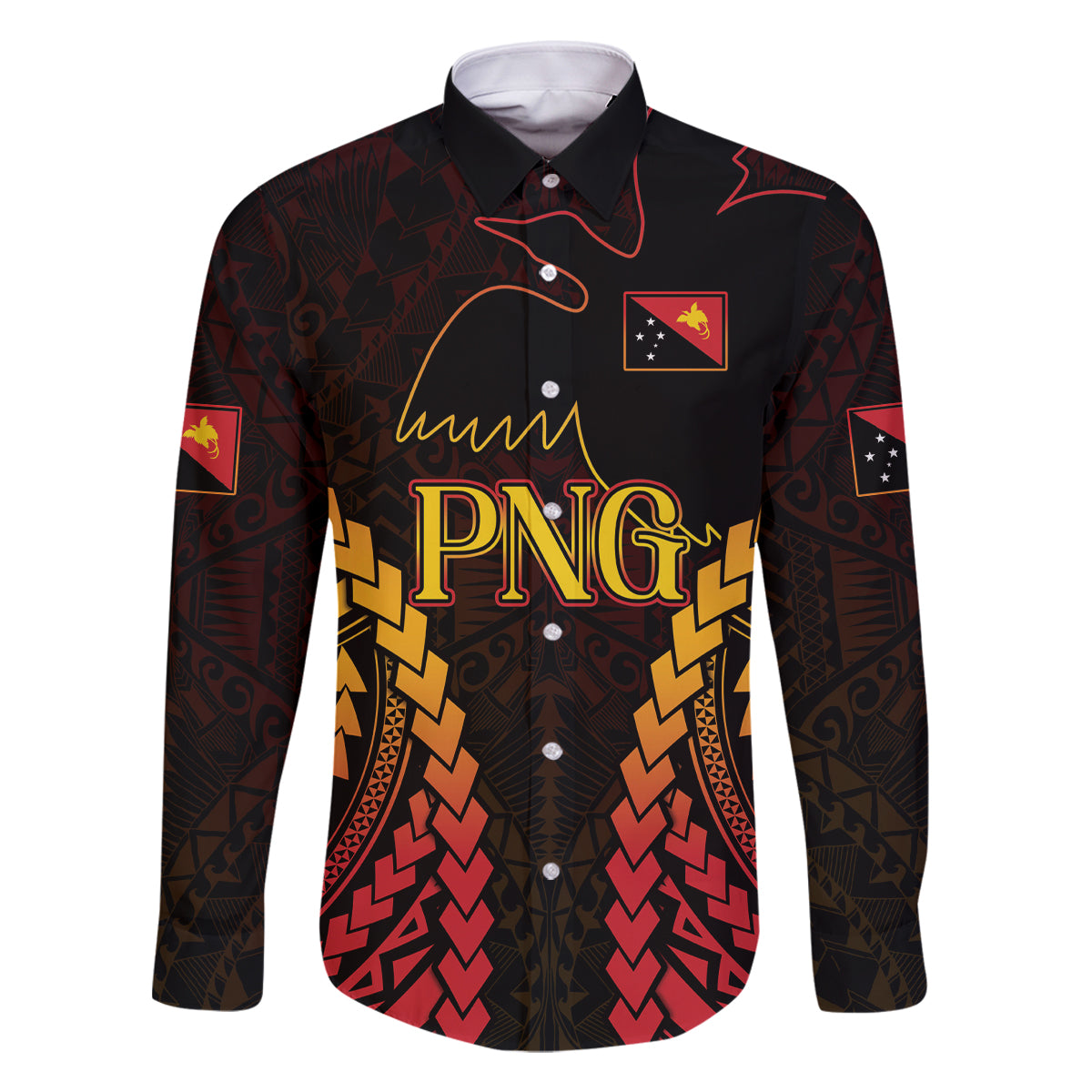 Custom Papua New Guinea Cricket Family Matching Off Shoulder Short Dress and Hawaiian Shirt Go Barramundis LT9 Dad's Shirt - Long Sleeve Black - Polynesian Pride