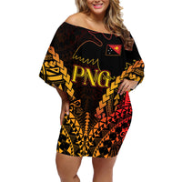 Custom Papua New Guinea Cricket Family Matching Off Shoulder Short Dress and Hawaiian Shirt Go Barramundis LT9 Mom's Dress Black - Polynesian Pride