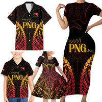 Custom Papua New Guinea Cricket Family Matching Short Sleeve Bodycon Dress and Hawaiian Shirt Go Barramundis LT9 - Polynesian Pride