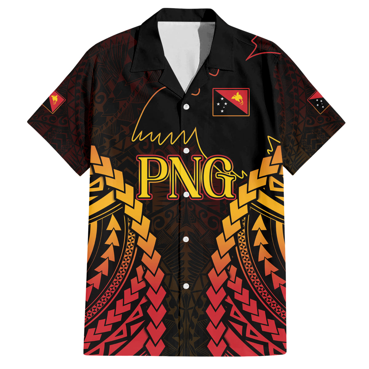 Custom Papua New Guinea Cricket Family Matching Short Sleeve Bodycon Dress and Hawaiian Shirt Go Barramundis LT9 Dad's Shirt - Short Sleeve Black - Polynesian Pride